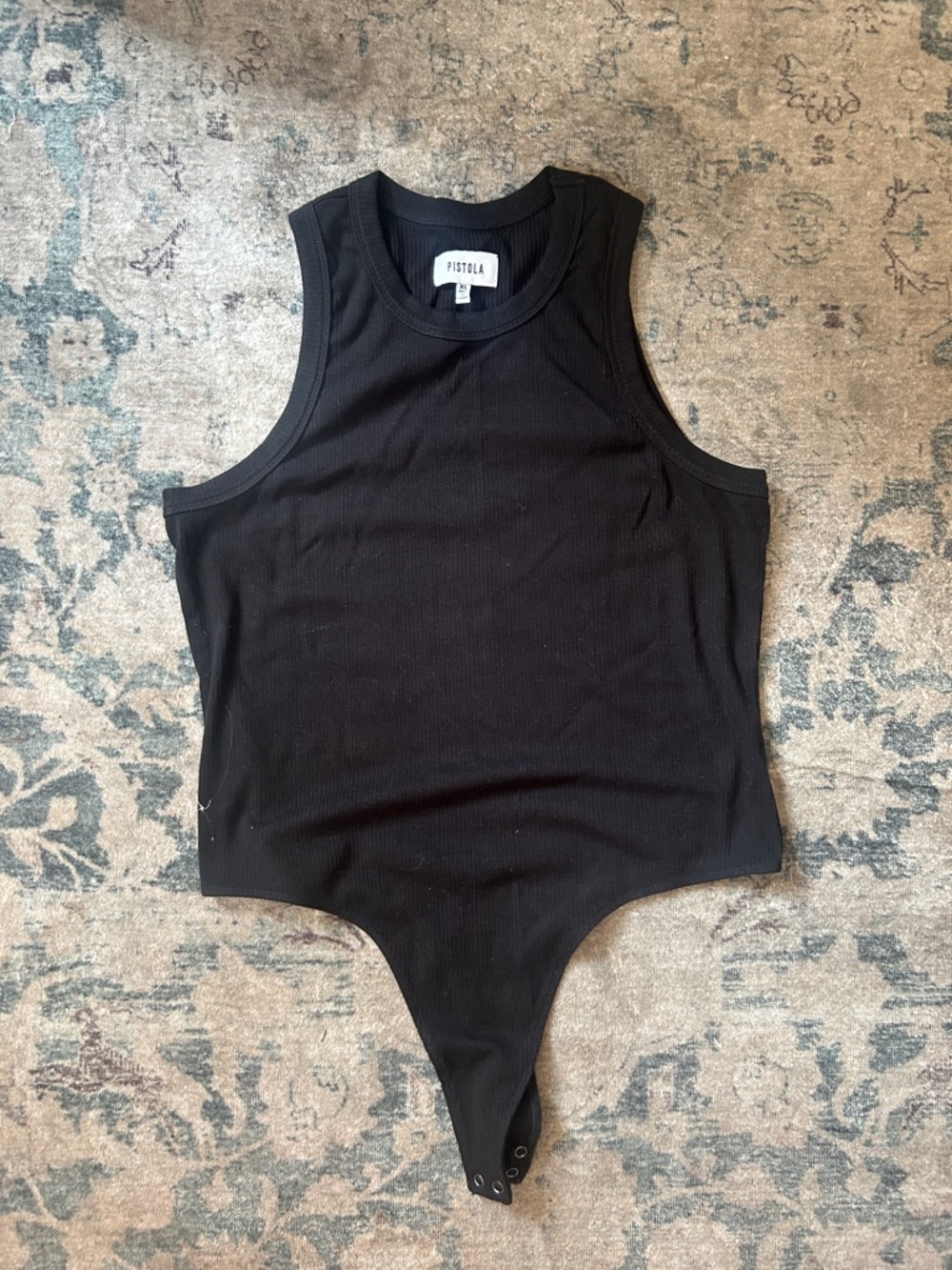 pistola Black Ribbed Sleeveless Bodysuit